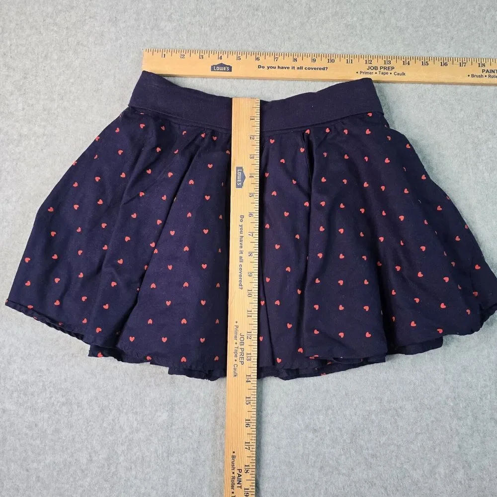 Gymboree Girls Navy Lined Flare Skirt 12 Red Love Hearts Stretch‎ Twirl Layered